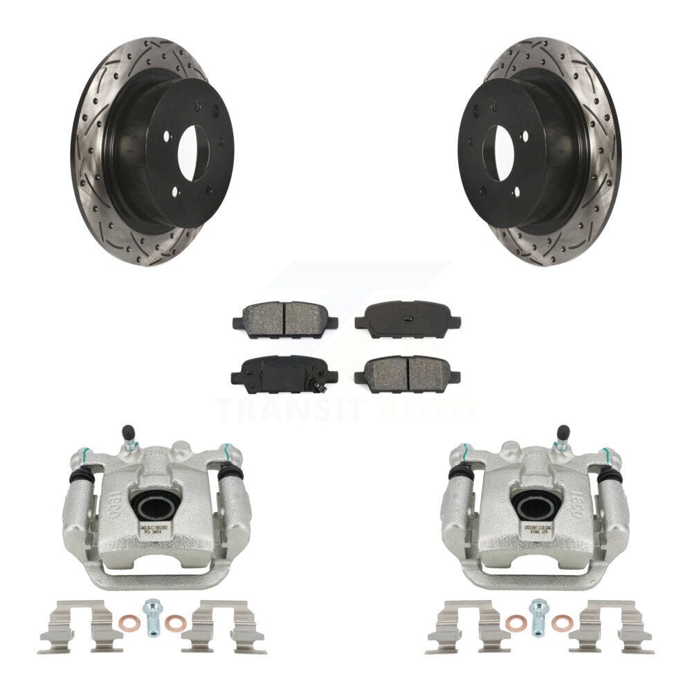 Rear Brake Coated Caliper Drill Slot Rotors Semi-Metallic Pad Kit For Nissan Sentra Juke KCD-100610S