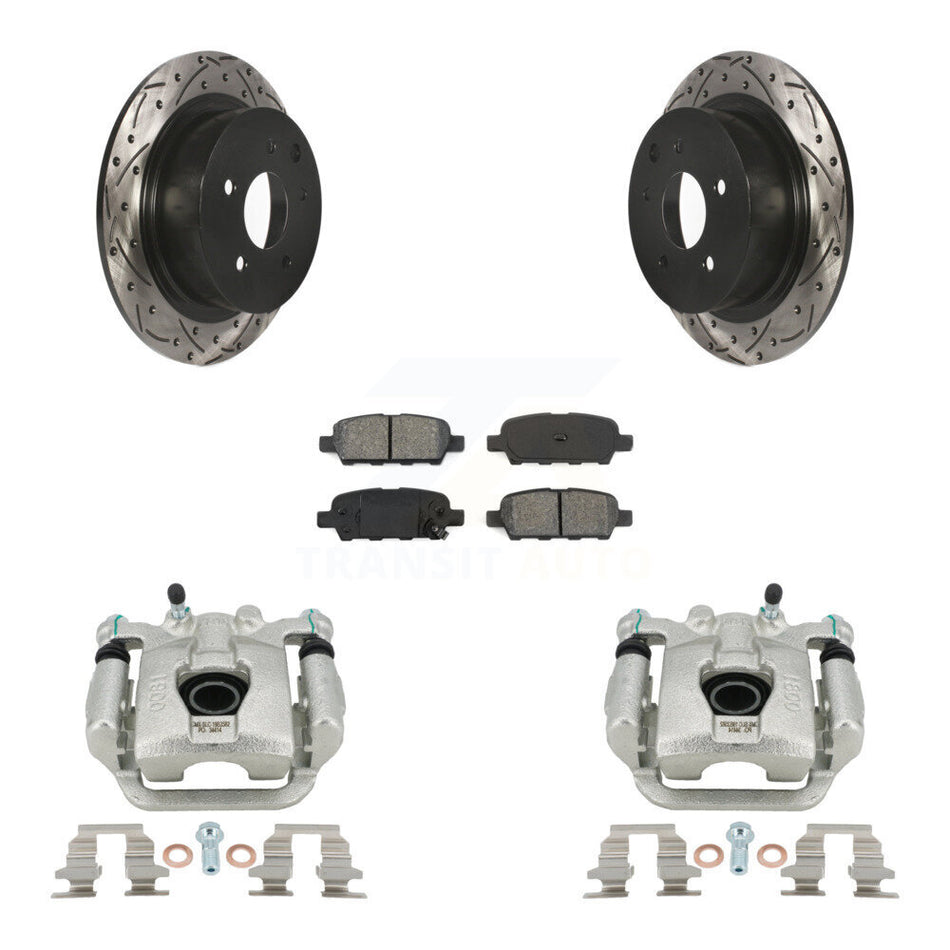 Rear Brake Coated Caliper Drill Slot Rotors Semi-Metallic Pad Kit For Nissan Sentra Juke KCD-100610S