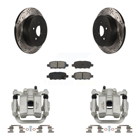 Rear Brake Coated Caliper Drill Slot Rotor Semi-Metallic Pad Kit For Nissan Murano Quest KCD-100611S