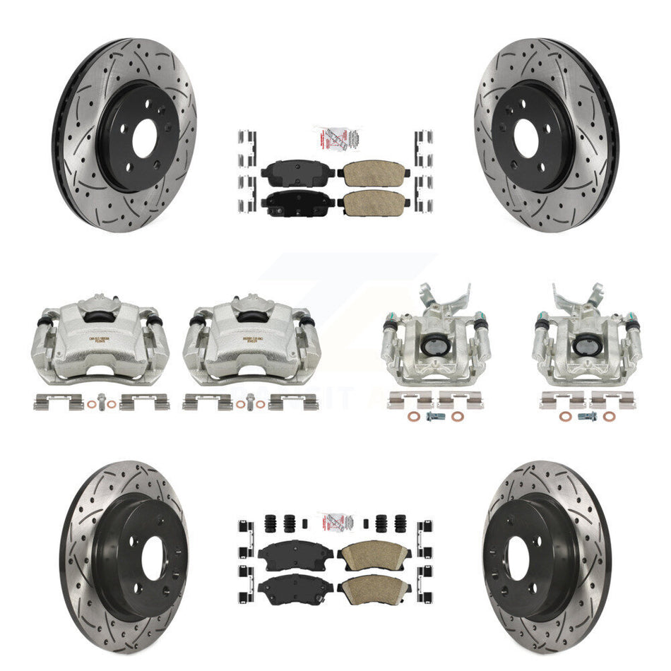 Front Rear Disc Brake Coated Caliper Drilled Slotted Rotors And Ceramic Pads Kit (10Pc) For 2013-2014 Chevrolet Sonic RS KCD-100613N
