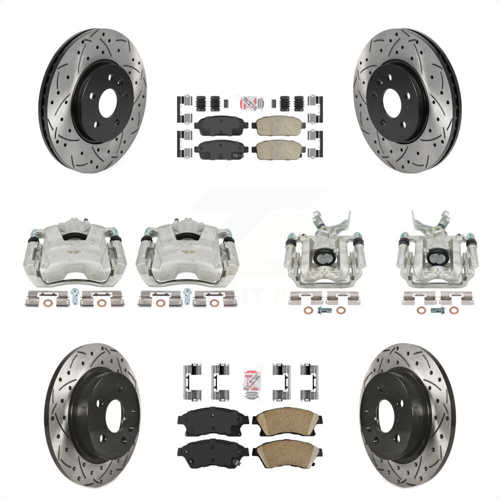 Front Rear Disc Brake Coated Caliper Drilled Slotted Rotors And Ceramic Pads Kit (10Pc) For 2013-2014 Chevrolet Sonic RS KCD-100614N by Transit Auto