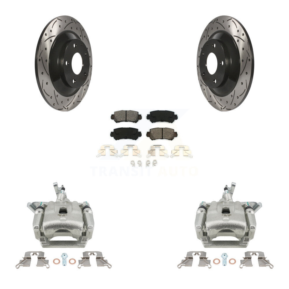 Rear Brake Coat Caliper Drill Slot Rotors Semi-Metallic Pad Kit For 2013-2015 Mazda CX-5 KCD-100615S