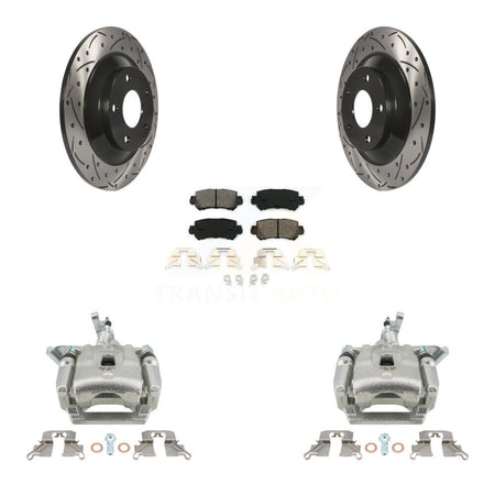 Rear Brake Coat Caliper Drill Slot Rotors Semi-Metallic Pad Kit For 2013-2015 Mazda CX-5 KCD-100615S