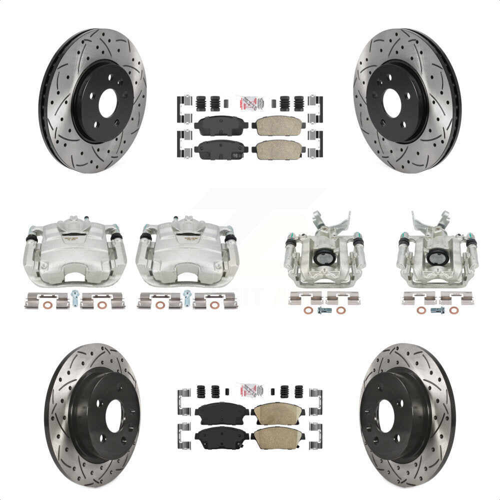 Front Rear Disc Brake Coated Caliper Drilled Slotted Rotors And Ceramic Pads Kit (10Pc) For 2013-2017 Buick Encore Chevrolet Trax KCD-100616N by Transit Auto