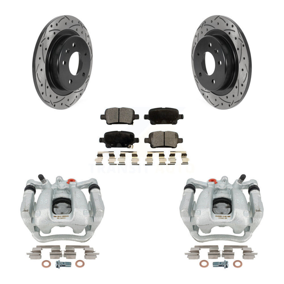 Rear Disc Brake Coated Caliper Drilled Slotted Rotors And Ceramic Pads Kit For Buick LaCrosse Regal TourX KCD-100616T