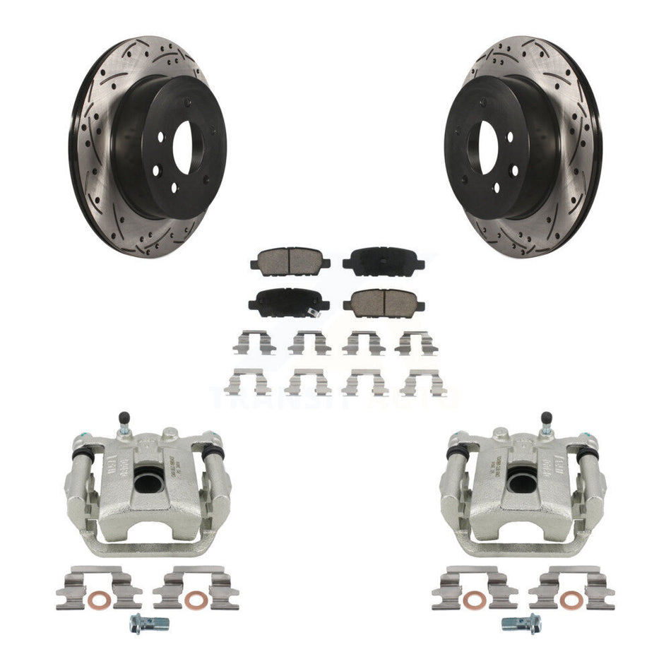 Rear Disc Brake Coated Caliper Drilled Slotted Rotors And Ceramic Pads Kit For Nissan Rogue Select X-Trail KCD-100617C