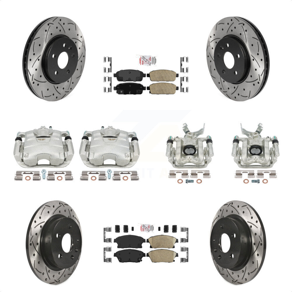 Front Rear Disc Brake Coated Caliper Drilled Slotted Rotors And Ceramic Pads Kit (10Pc) For 2013-2017 Buick Encore Chevrolet Trax KCD-100617N by Transit Auto