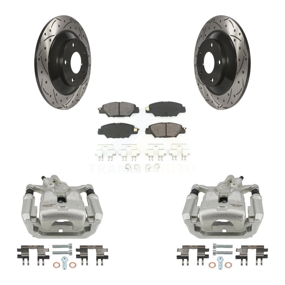 Rear Brake Coat Caliper Drill Slot Rotors Semi-Metallic Pad Kit For 2016-2022 Mazda CX-5 KCD-100617S
