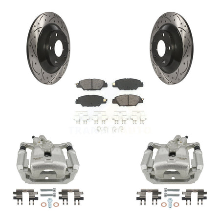 Rear Brake Coat Caliper Drill Slot Rotors Semi-Metallic Pad Kit For 2016-2022 Mazda CX-5 KCD-100617S