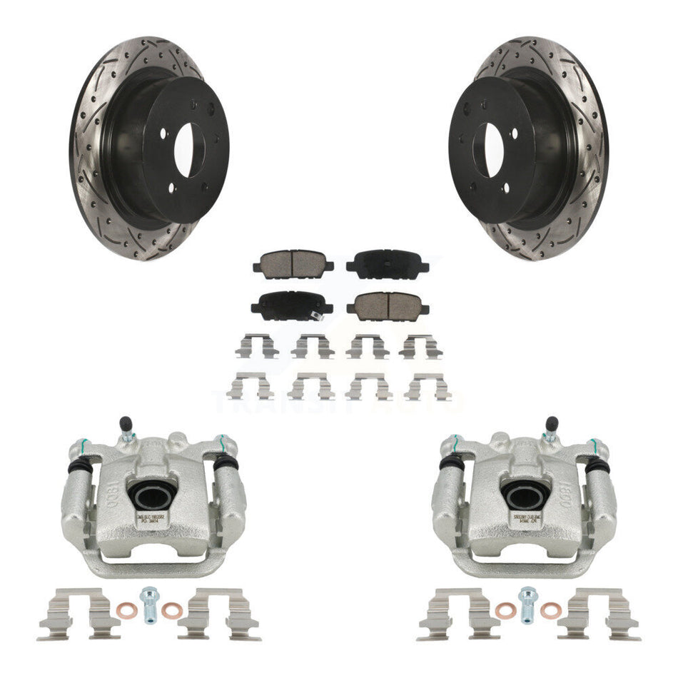 Rear Disc Brake Coated Caliper Drilled Slot Rotor Ceramic Pad Kit For Nissan Sentra Juke KCD-100618C
