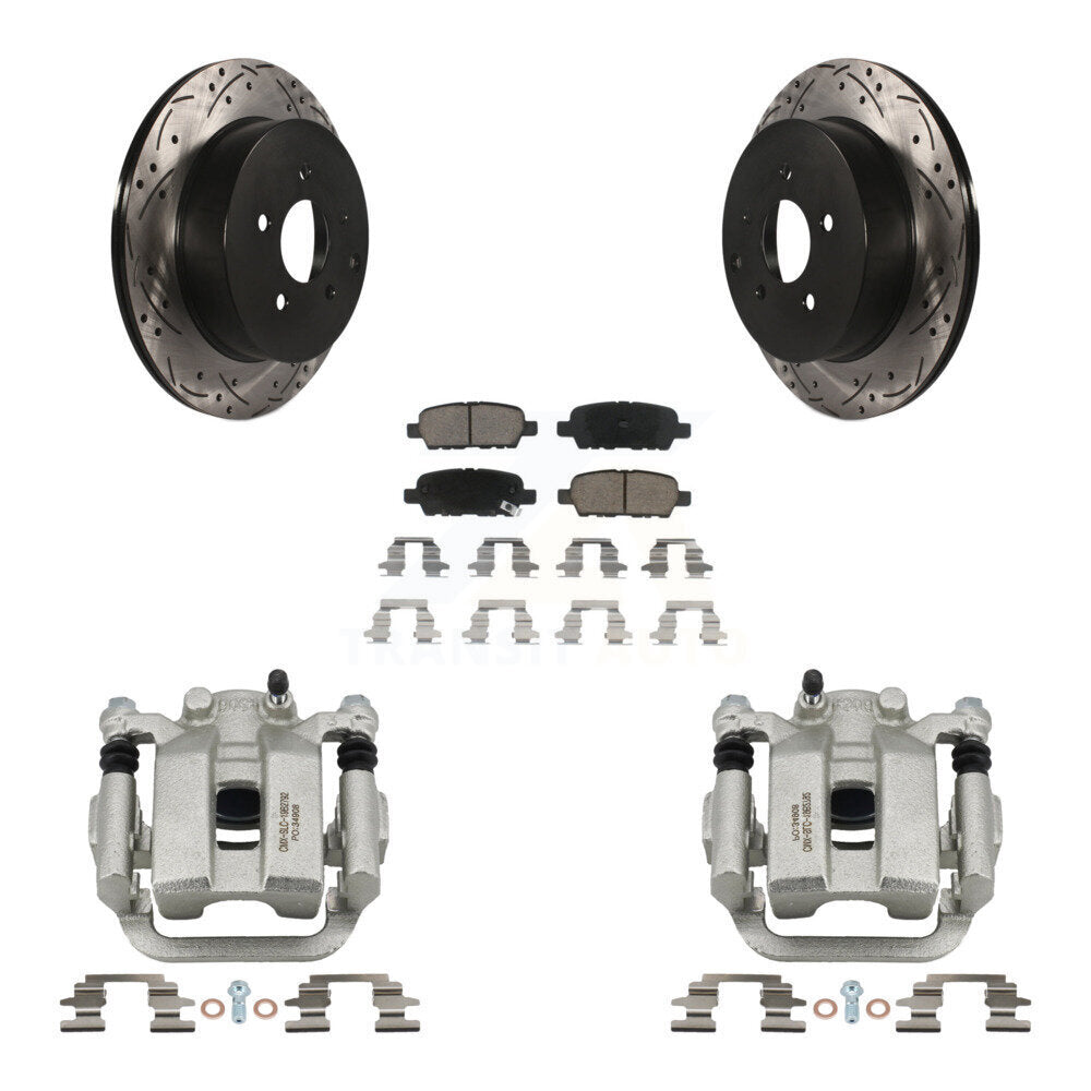 Rear Disc Brake Coated Caliper Drill Slot Rotors Ceramic Pad Kit For Nissan Murano Quest KCD-100620C