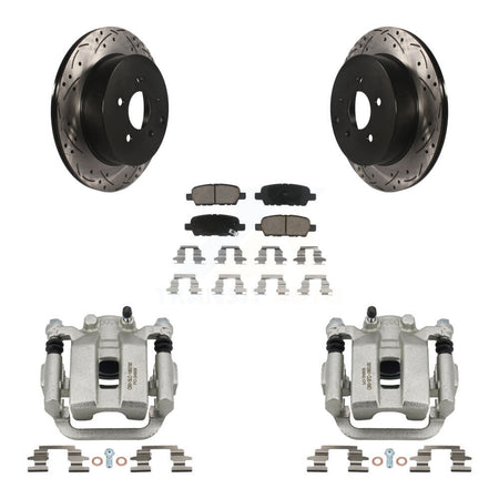 Rear Disc Brake Coated Caliper Drill Slot Rotors Ceramic Pad Kit For Nissan Murano Quest KCD-100620C