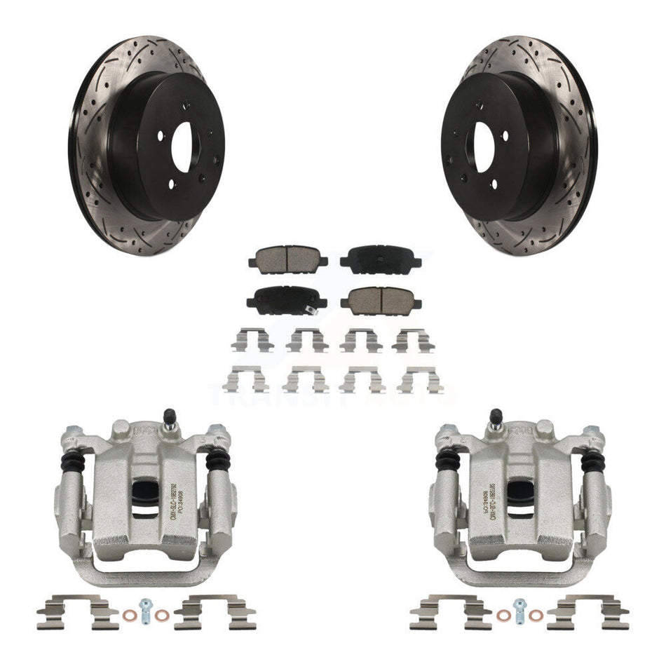 Rear Disc Brake Coated Caliper Drill Slot Rotors Ceramic Pad Kit For Nissan Murano Quest KCD-100620C