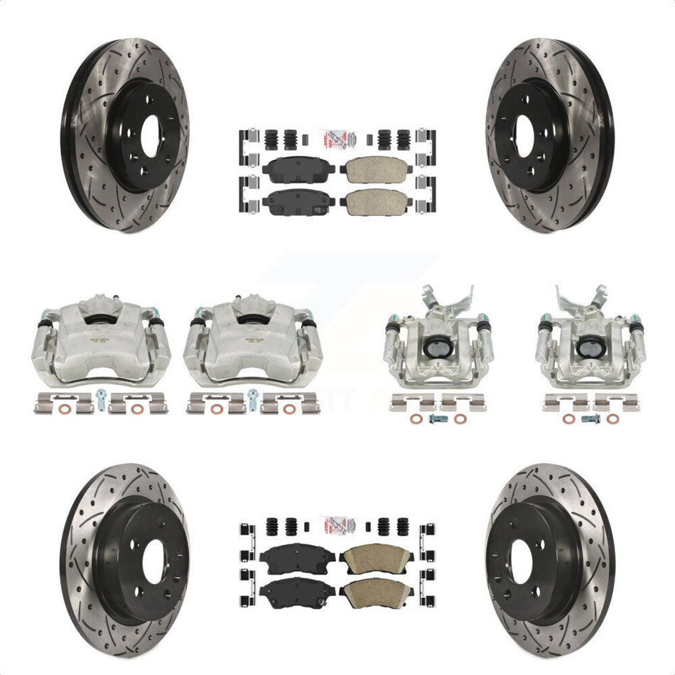 Front Rear Disc Brake Coated Caliper Drilled Slotted Rotors And Ceramic Pads Kit (10Pc) For Chevrolet Sonic KCD-100620N by Transit Auto