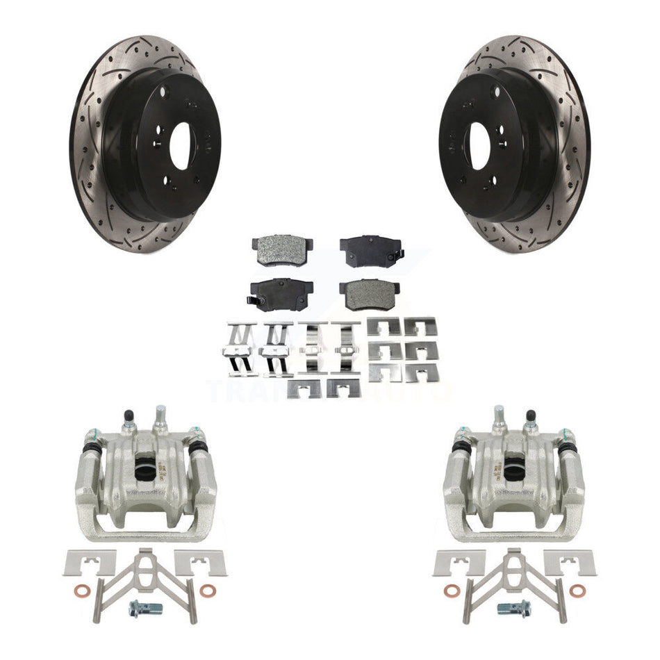 Rear Disc Brake Coated Caliper Drilled Slotted Rotors And Ceramic Pads Kit For Acura RDX KCD-100620T