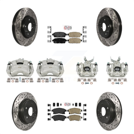 Front Rear Disc Brake Coated Caliper Drilled Slotted Rotors And Ceramic Pads Kit (10Pc) For Chevrolet Sonic KCD-100621N by Transit Auto