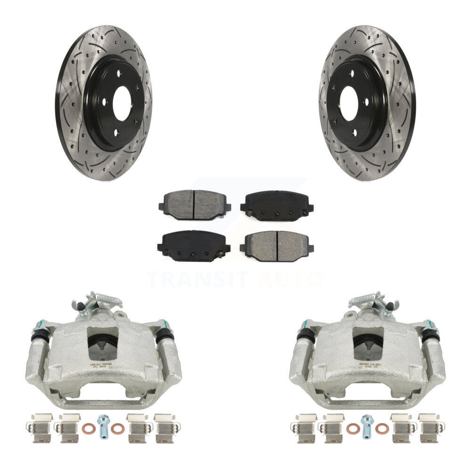 Rear Disc Brake Coated Caliper Drilled Slotted Rotors And Semi-Metallic Pads Kit For Dodge Grand Caravan KCD-100622S