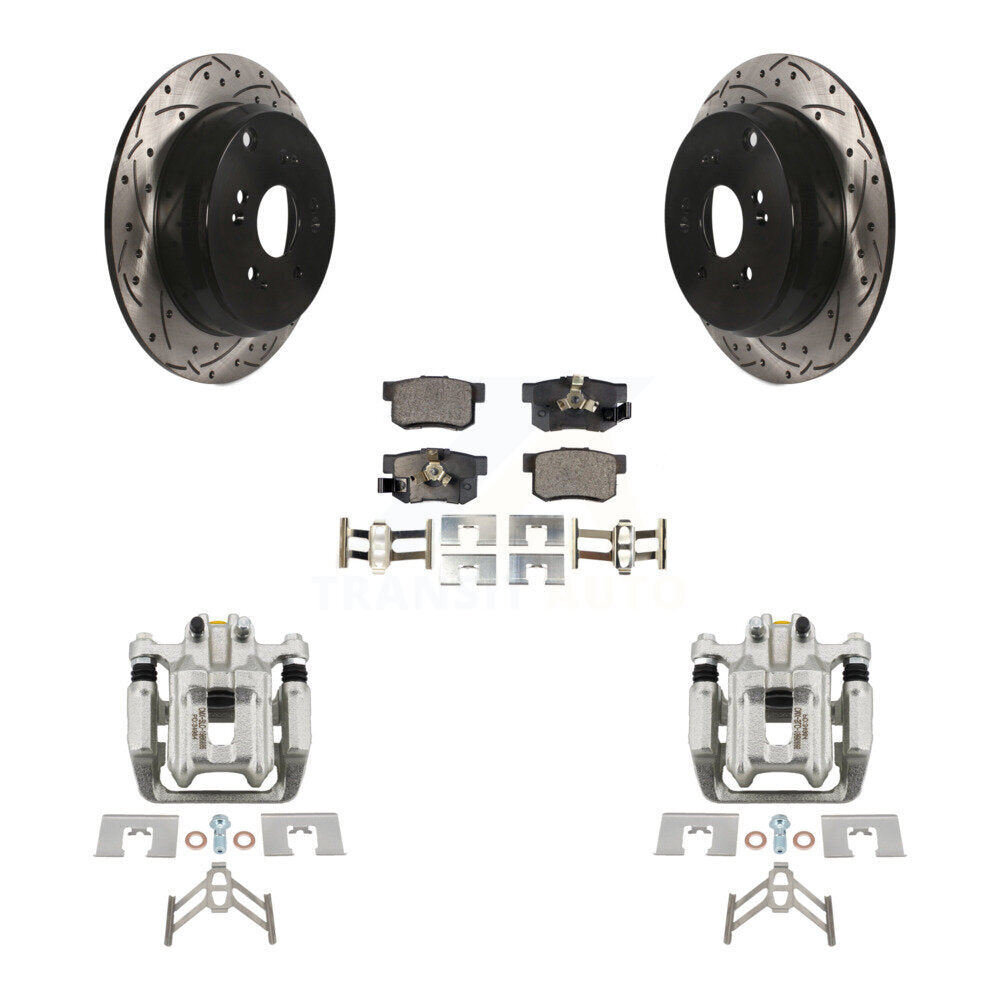 Rear Disc Brake Coated Caliper Drill Slot Rotor Ceramic Pad Kit For Honda CR-V Acura RDX KCD-100622T