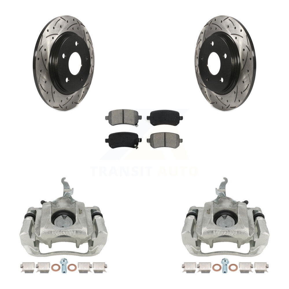 Rear Brake Caliper Drill Slotted Rotor Semi-Metallic Pad Kit For 2009-2011 Dodge Journey KCD-100623S