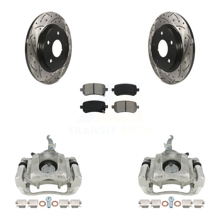 Rear Brake Caliper Drill Slotted Rotor Semi-Metallic Pad Kit For 2009-2011 Dodge Journey KCD-100623S