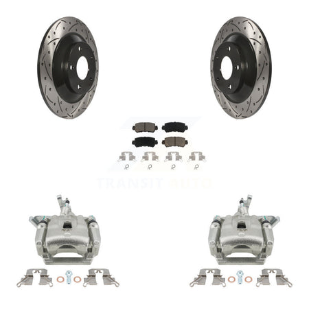 Rear Disc Brake Coated Caliper Drill Slot Rotor Ceramic Pad Kit For 2013-2015 Mazda CX-5 KCD-100624C