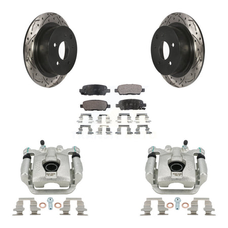 Rear Brake Coated Caliper Drill Slot Rotors Semi-Metallic Pad Kit For Nissan Sentra Juke KCD-100624P