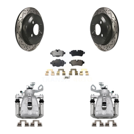 Rear Disc Brake Coated Caliper Drilled Slotted Rotor And Ceramic Pad Kit For Mini Cooper KCD-100624T