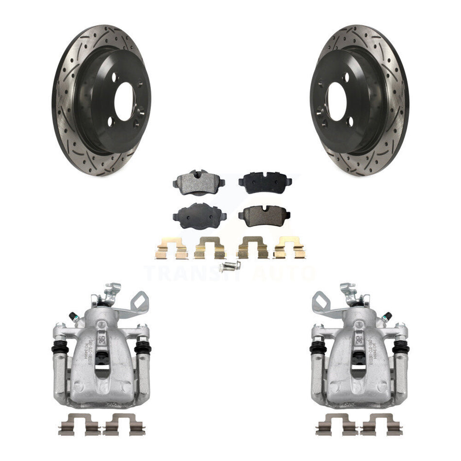 Rear Disc Brake Coated Caliper Drilled Slotted Rotor And Ceramic Pad Kit For Mini Cooper KCD-100624T