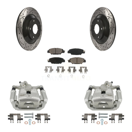 Rear Disc Brake Coated Caliper Drill Slot Rotor Ceramic Pad Kit For 2016-2022 Mazda CX-5 KCD-100626C