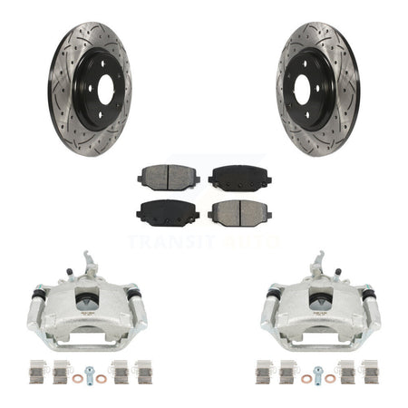 Rear Brake Caliper Drill Slotted Rotor Semi-Metallic Pad Kit For 2014-2020 Dodge Journey KCD-100626S