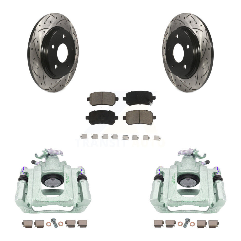 Rear Disc Brake Coated Caliper Drilled Slotted Rotors And Ceramic Pads Kit For Chrysler Town & Country Dodge Grand Caravan Volkswagen Routan Ram C/V KCD-100627C