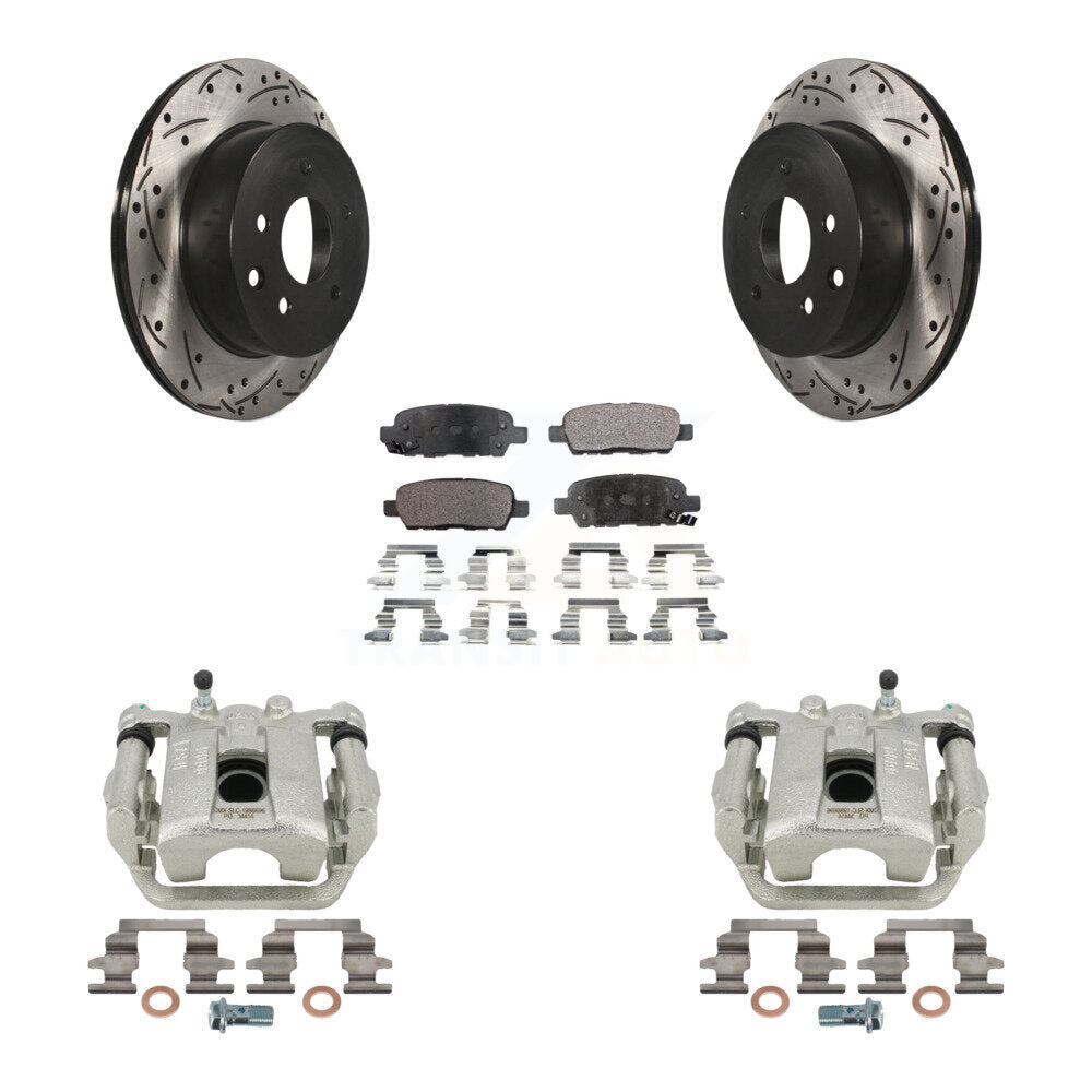 Rear Disc Brake Coated Caliper Drilled Slotted Rotors And Ceramic Pads Kit For Nissan Rogue Sport LEAF KCD-100627T by Transit Auto