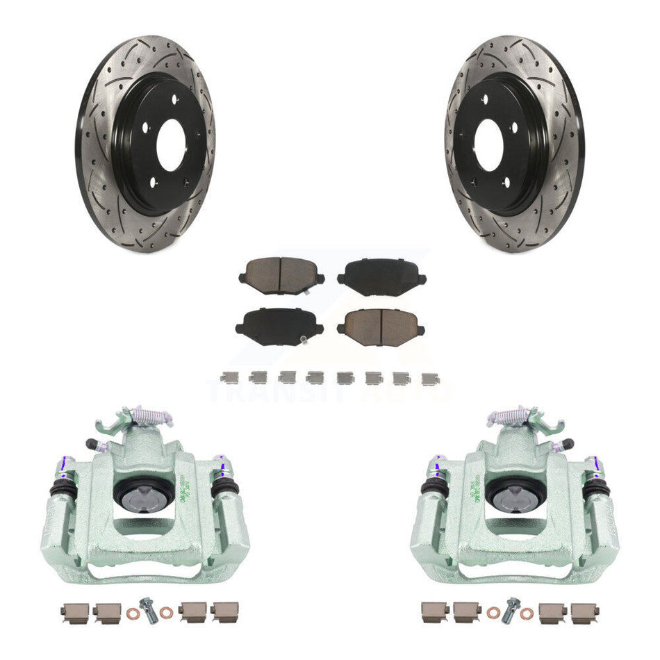Rear Disc Brake Coated Caliper Drilled Slotted Rotors And Ceramic Pads Kit For Ram C/V KCD-100628C