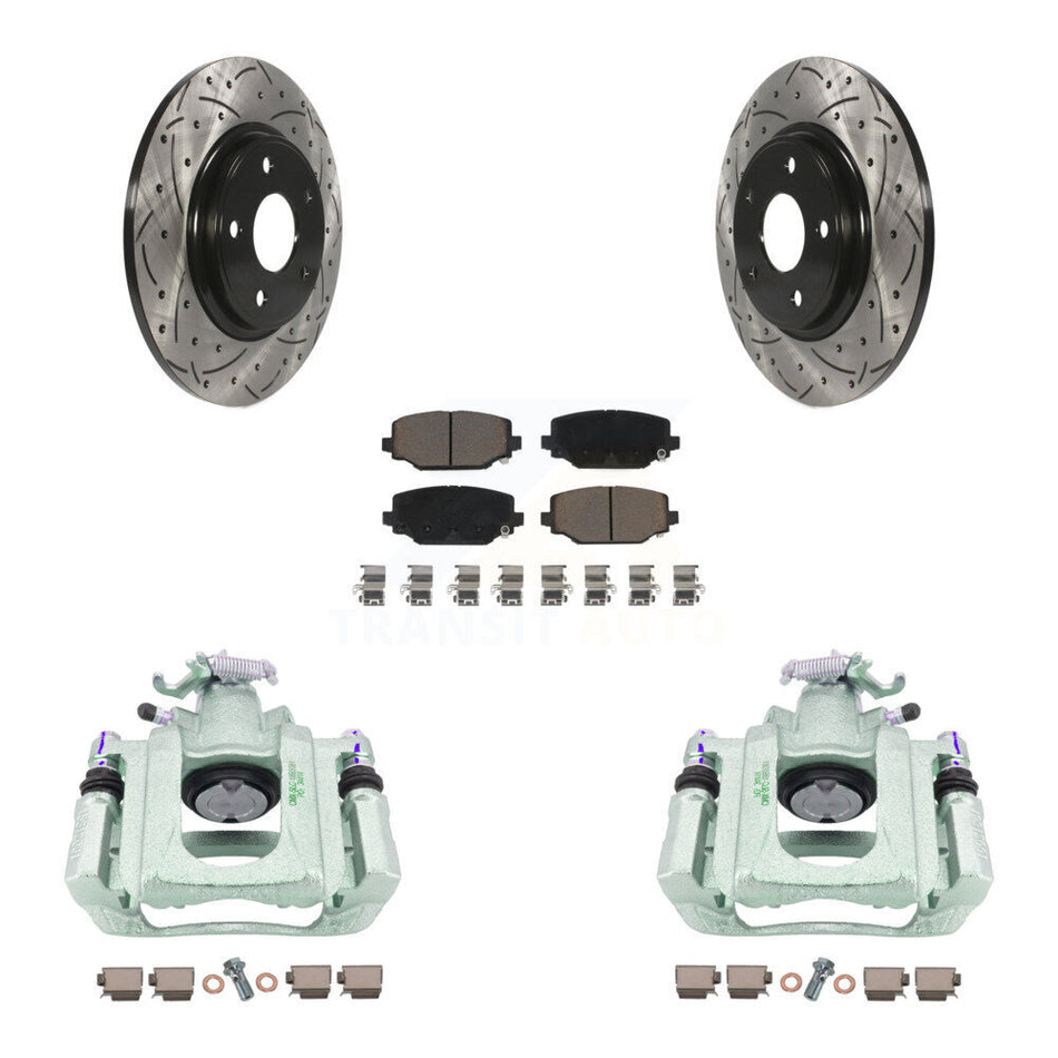 Rear Disc Brake Coated Caliper Drilled Slotted Rotors And Ceramic Pads Kit For Ram C/V KCD-100629C