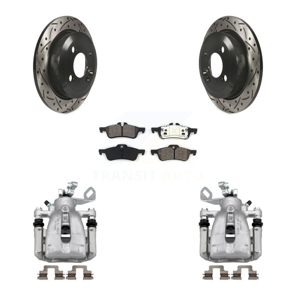Rear Brake Caliper Drill Slot Rotor Semi-Metallic Pad Kit For 07 Mini Cooper Convertible KCD-100629S