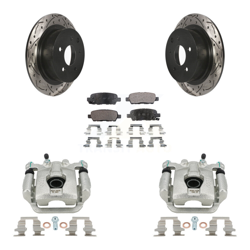 Rear Disc Brake Coated Caliper Drilled Slot Rotor Ceramic Pad Kit For Nissan Sentra Juke KCD-100629T