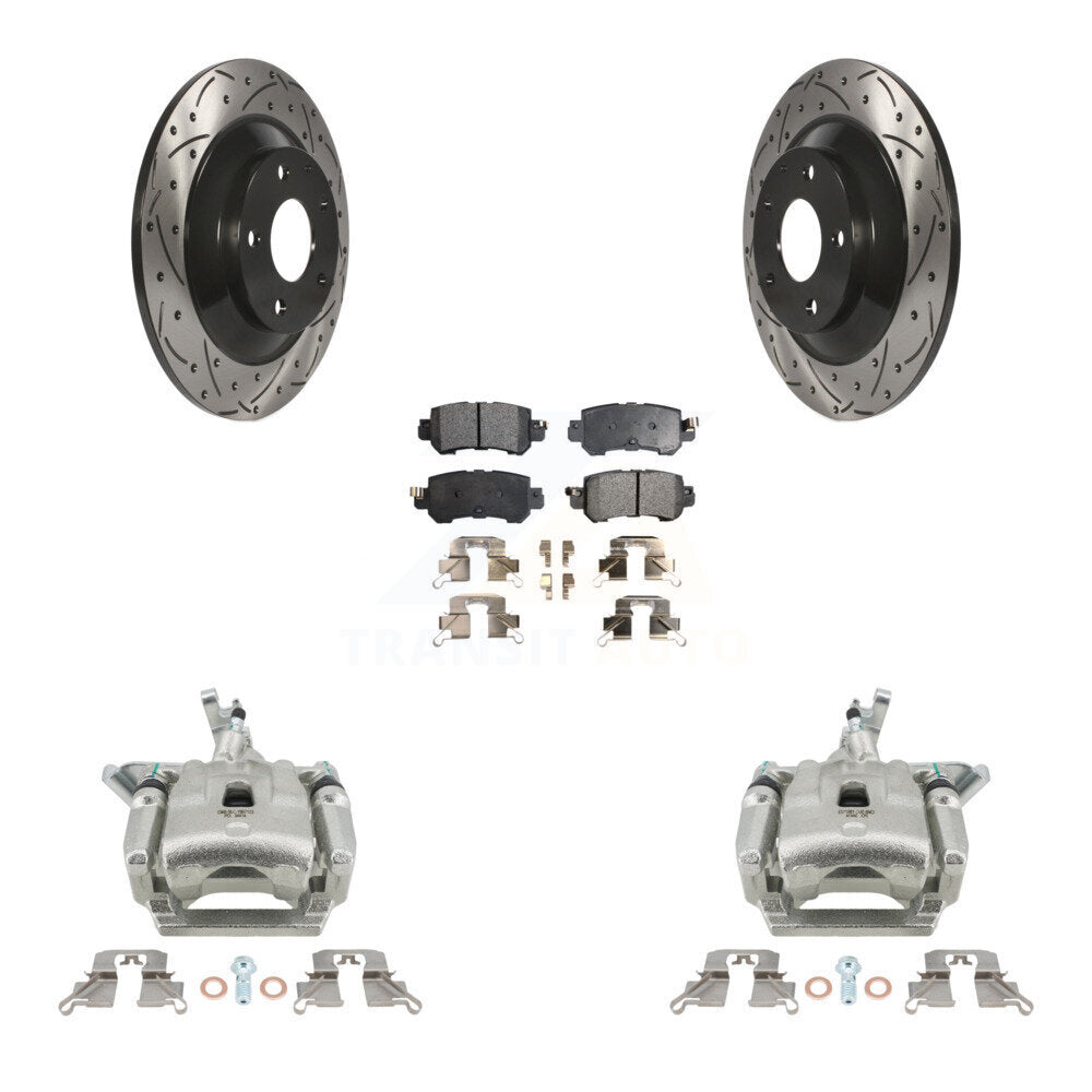 Rear Brake Coat Caliper Drill Slot Rotors Semi-Metallic Pad Kit For 2013-2015 Mazda CX-5 KCD-100630P