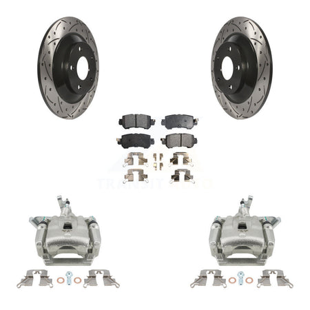 Rear Brake Coat Caliper Drill Slot Rotors Semi-Metallic Pad Kit For 2013-2015 Mazda CX-5 KCD-100630P