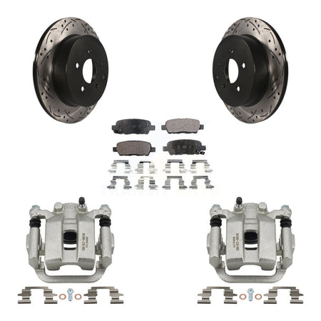 Rear Disc Brake Coated Caliper Drill Slot Rotors Ceramic Pad Kit For Nissan Murano Quest KCD-100631T