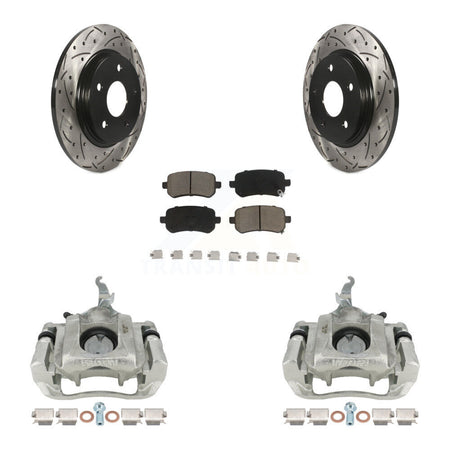 Rear Brake Coated Caliper Drilled Slot Rotor Ceramic Pad Kit For 2009-2011 Dodge Journey KCD-100632C
