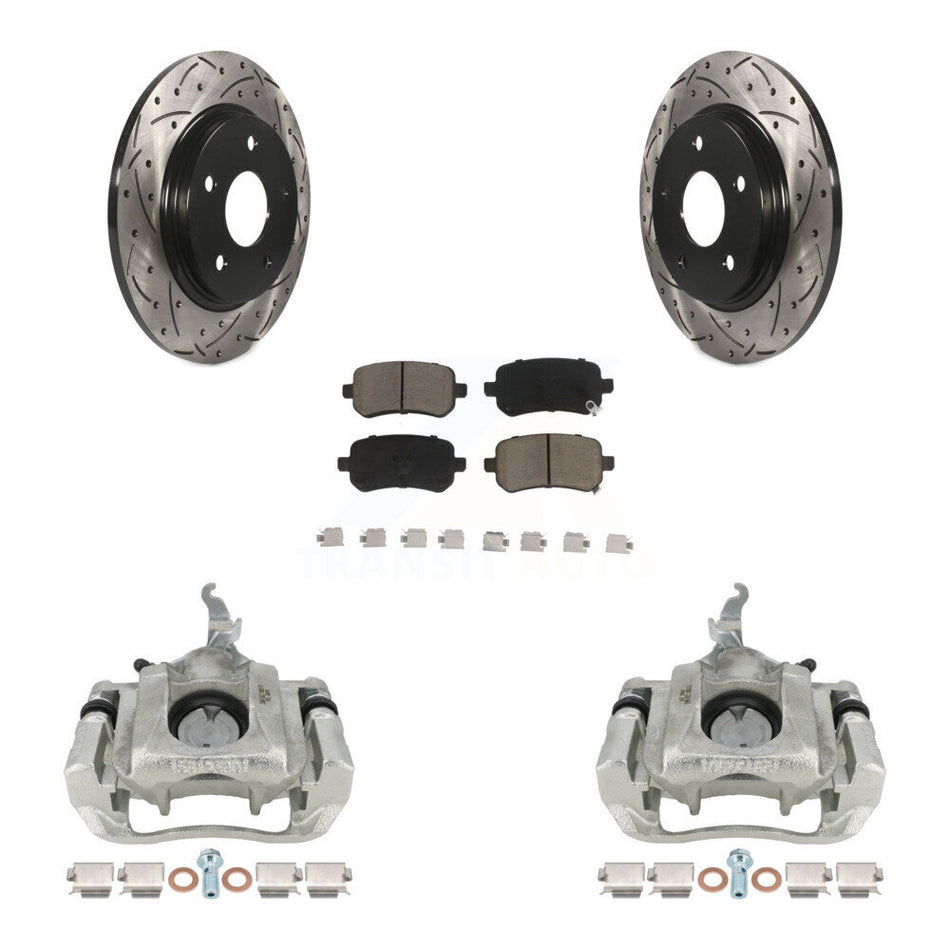 Rear Brake Coated Caliper Drilled Slot Rotor Ceramic Pad Kit For 2009-2011 Dodge Journey KCD-100632C