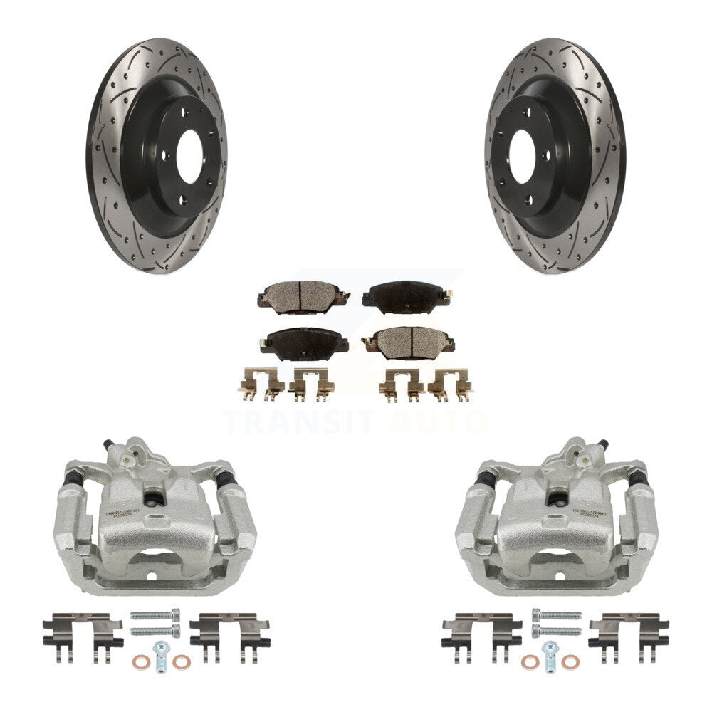 Rear Brake Coat Caliper Drill Slot Rotors Semi-Metallic Pad Kit For 2016-2022 Mazda CX-5 KCD-100632P