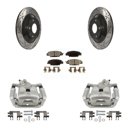 Rear Brake Coat Caliper Drill Slot Rotors Semi-Metallic Pad Kit For 2016-2022 Mazda CX-5 KCD-100632P