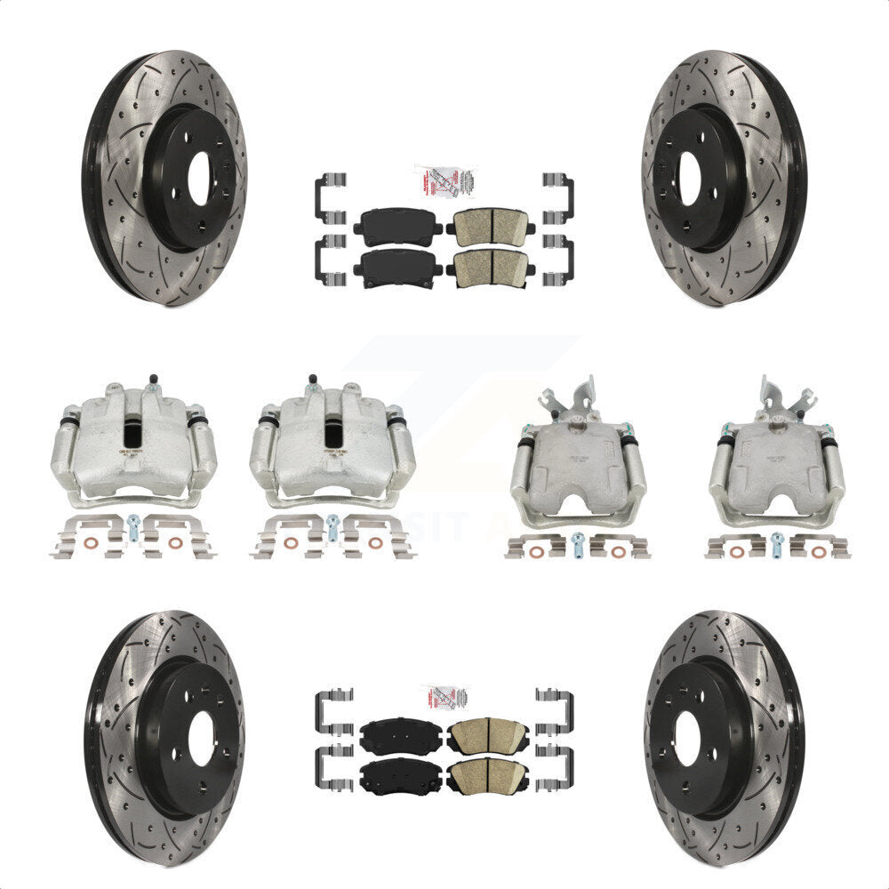 Front Rear Disc Brake Coated Caliper Drilled Slotted Rotors And Ceramic Pads Kit (10Pc) For Buick LaCrosse Allure KCD-100633N by Transit Auto