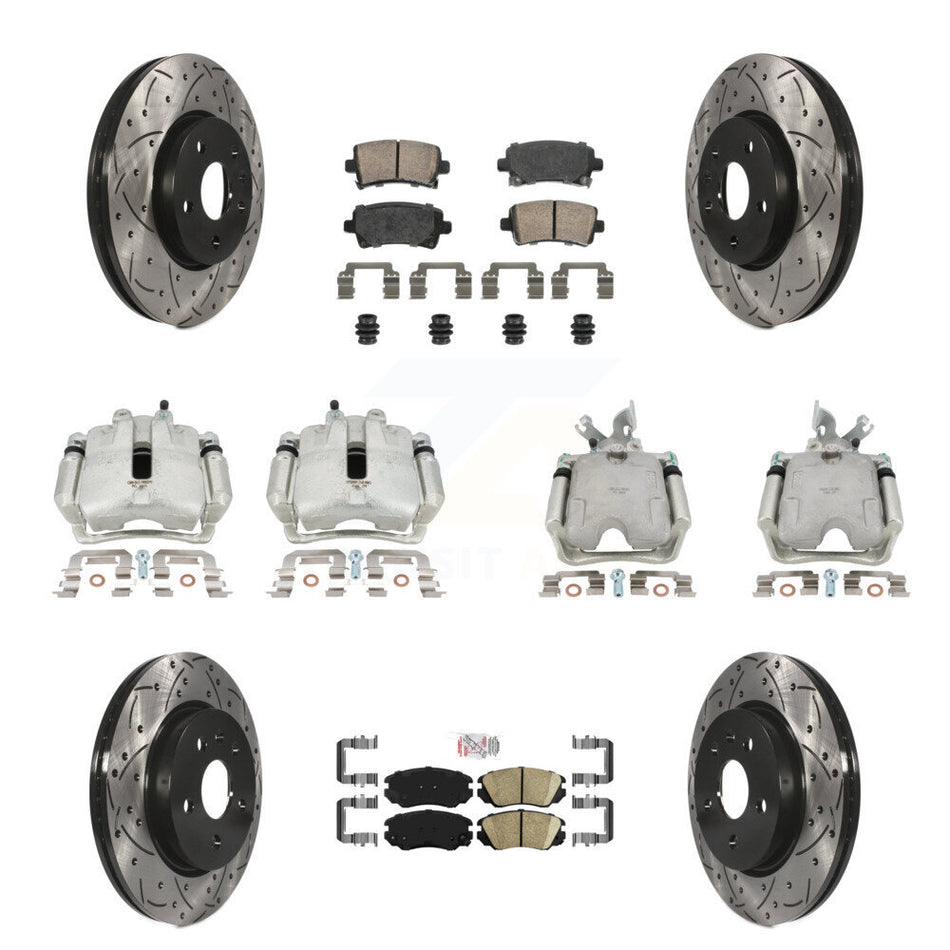 Front Rear Disc Brake Coated Caliper Drilled Slotted Rotors And Ceramic Pads Kit (10Pc) For Buick LaCrosse Allure KCD-100634N