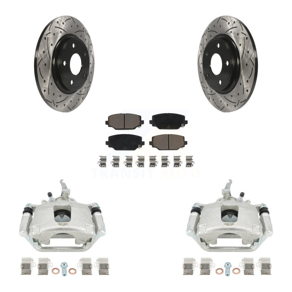 Rear Brake Coated Caliper Drilled Slot Rotor Ceramic Pad Kit For 2014-2020 Dodge Journey KCD-100635C