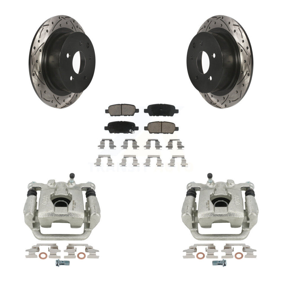 Rear Disc Brake Coated Caliper Drilled Slotted Rotors And Ceramic Pads Kit For Nissan Altima Maxima KCD-100636C