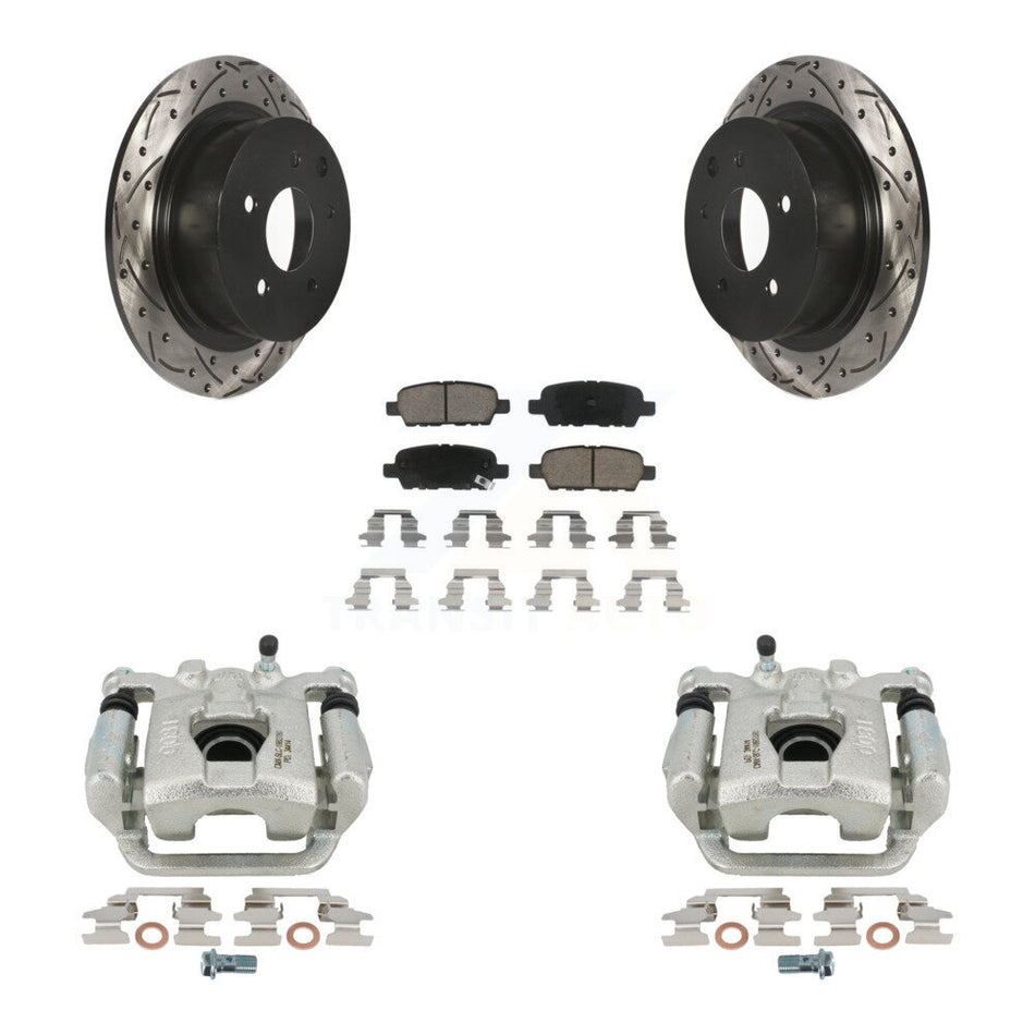 Rear Disc Brake Coated Caliper Drilled Slotted Rotors And Ceramic Pads Kit For Nissan Altima Maxima KCD-100637C
