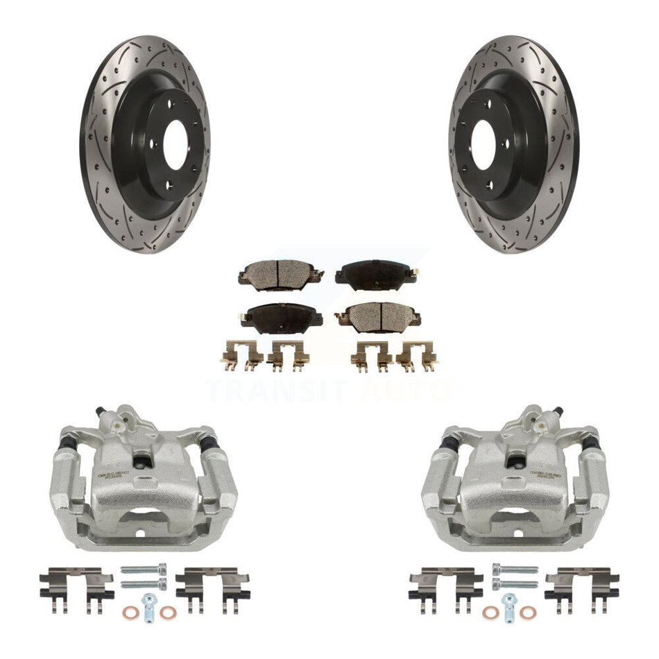 Rear Disc Brake Coated Caliper Drill Slot Rotor Ceramic Pad Kit For 2016-2022 Mazda CX-5 KCD-100637T