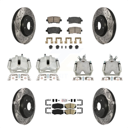 Front Rear Disc Brake Coated Caliper Drilled Slotted Rotors And Ceramic Pads Kit (10Pc) For 2010-2011 Buick LaCrosse Excluding Vehicles Manufactured In Mexico KCD-100639N by Transit Auto